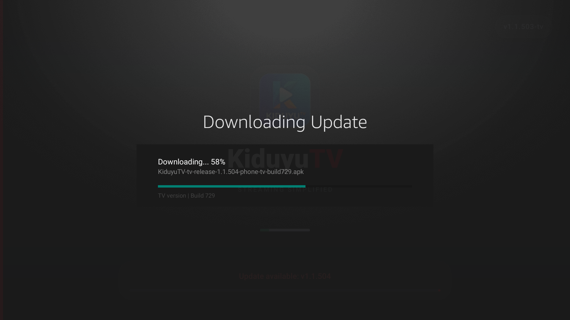 KiduyuTV downloading an application update