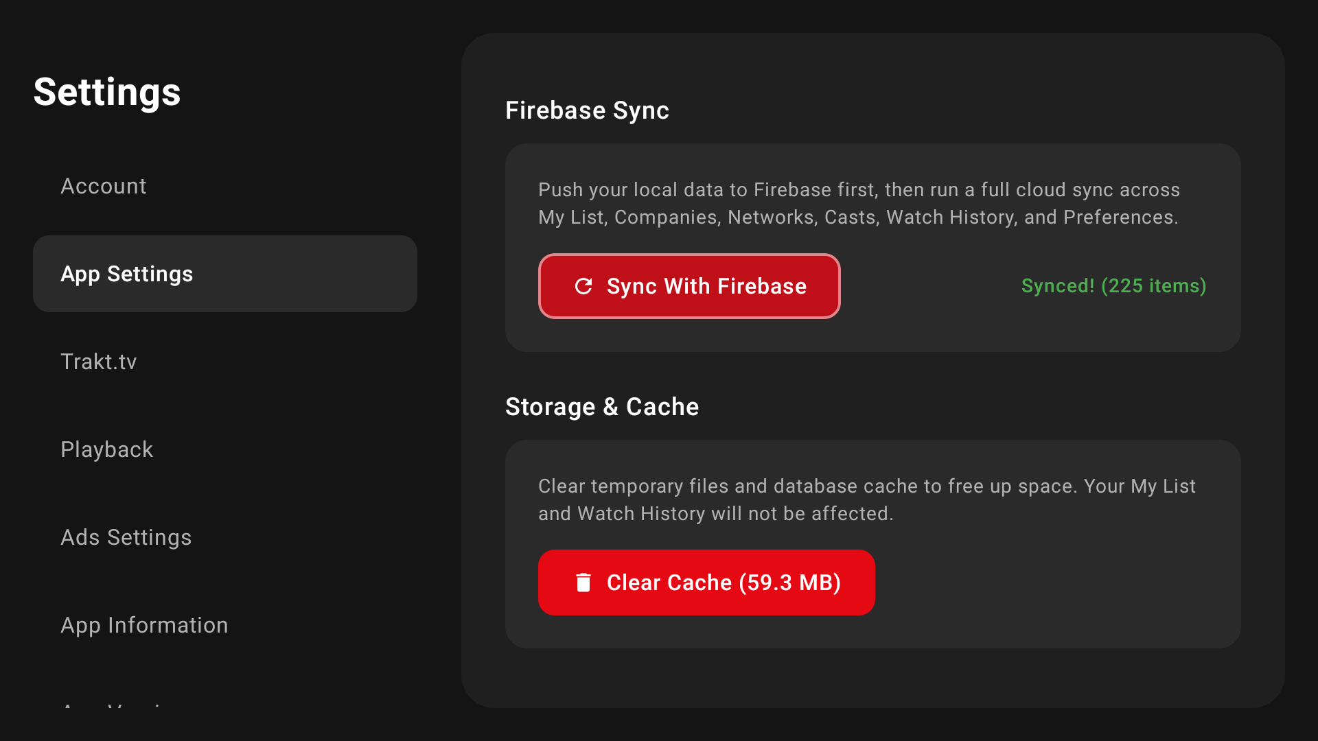KiduyuTV Firebase synchronization screen