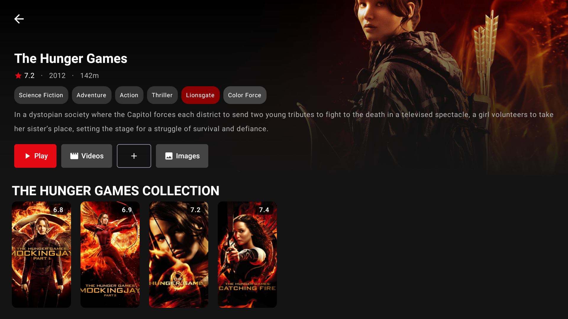 KiduyuTV movie details and collection screen