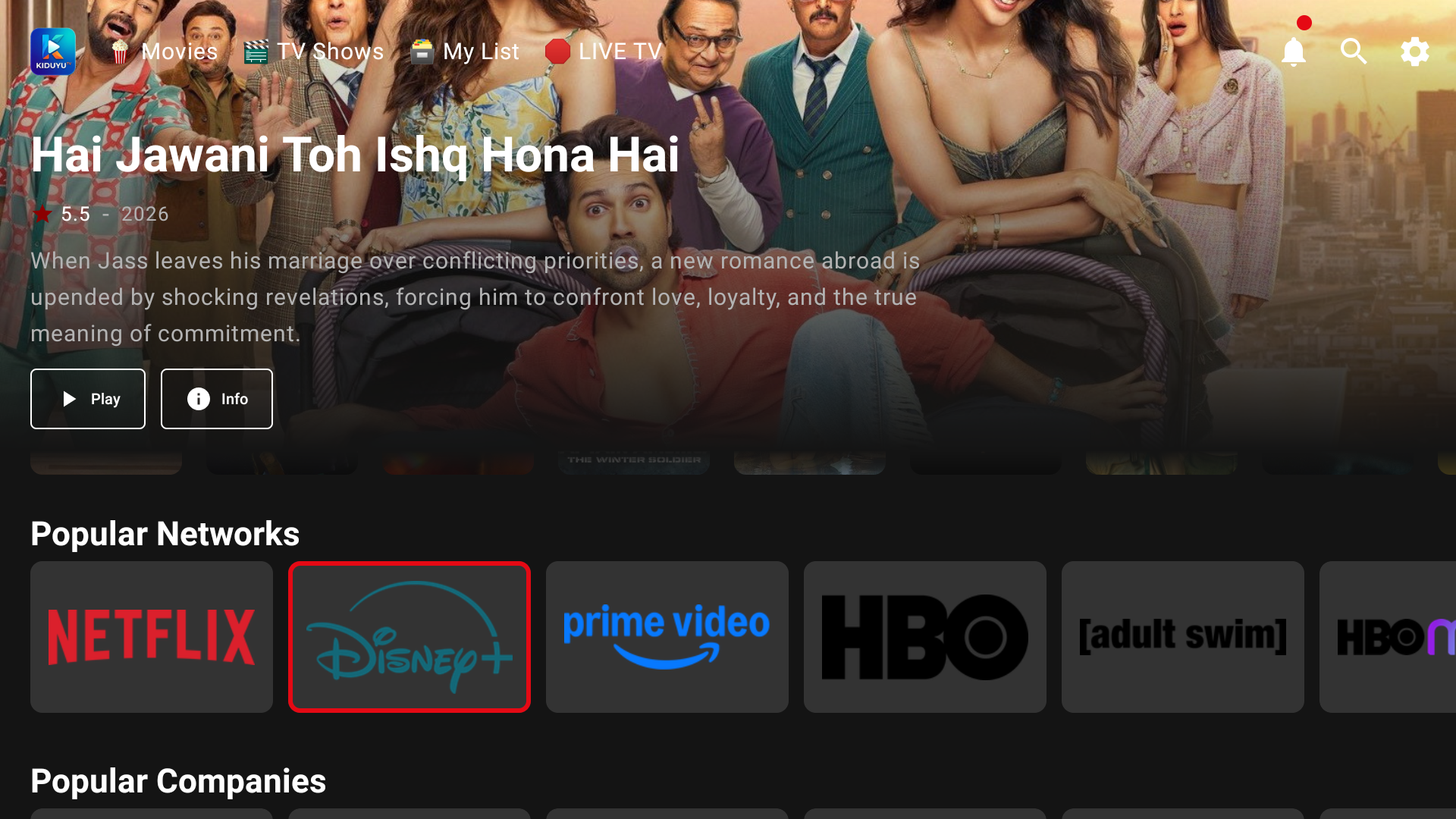 KiduyuTV popular television networks screen